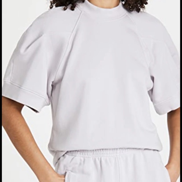 NWT Agolde The Round Shoulder Half Sleeve Box Sweatshirt Paper - Size S - Picture 2 of 9